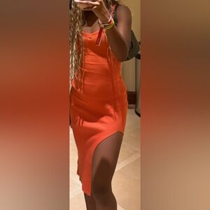 Windsor Bright Orange Ribbed Dress